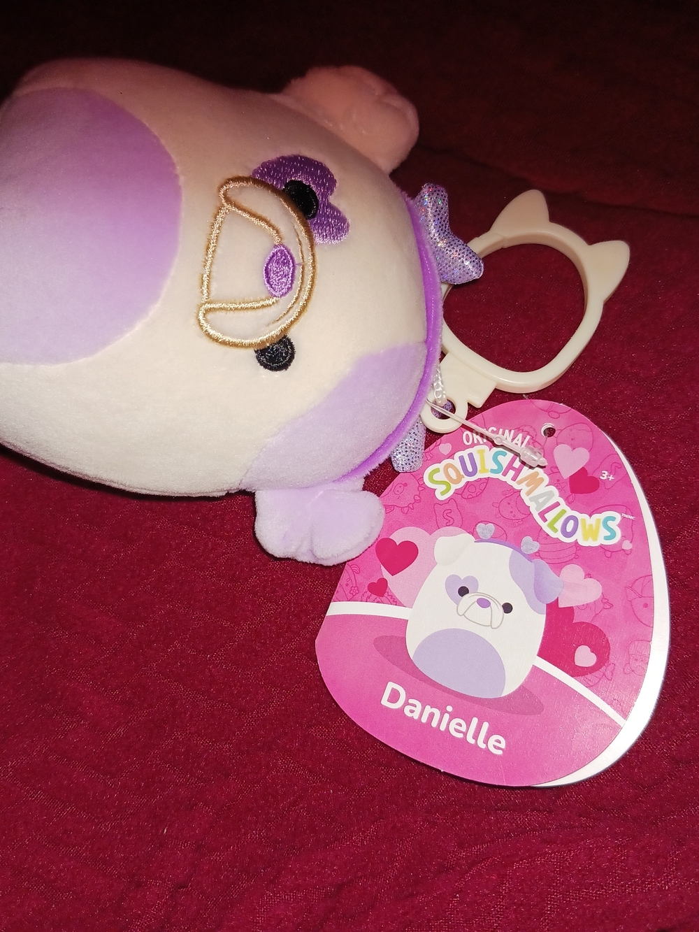Squishmallows Danielle Clip-On Plush - Purple and Cream